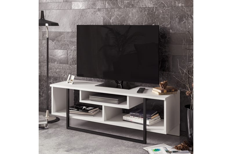Sholly TV-Benk 119 cm - Hvit|Svart - TV-benk & mediabenk