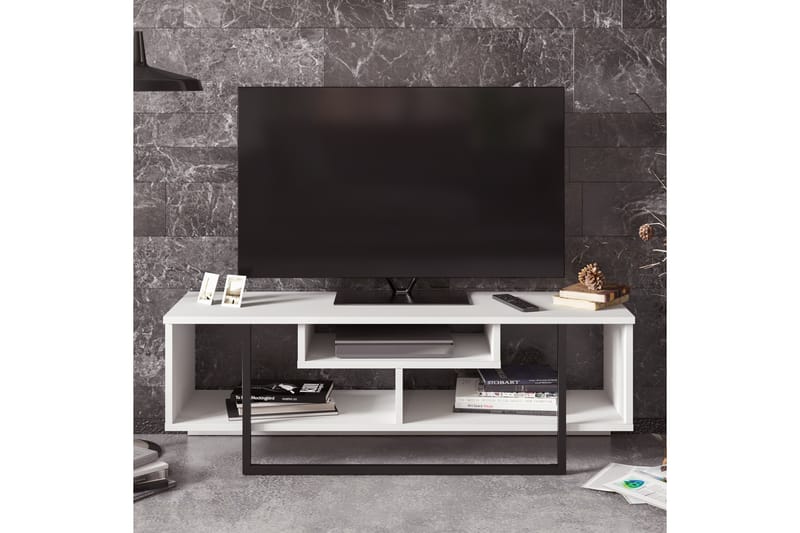 Sholly TV-Benk 119 cm - Hvit|Svart - Møbler - Mediamøbel & tv møbel - TV-benk & mediabenk