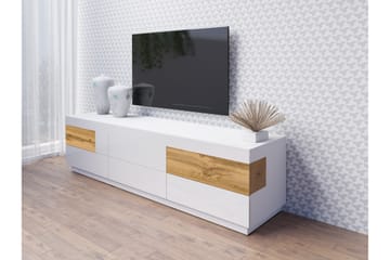 Silke Gulvstående TV-benk 206 cm med Oppbevaring i Eik - Hvit - Møbler - Mediamøbel & tv møbel - TV-benk & mediabenk