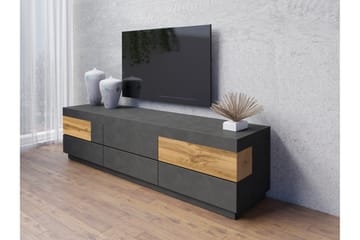 Silke Modern Gulvstående TV-benk 206 cm med Oppbevaring i Eik - Antrasitt - Møbler - Mediamøbel & tv møbel - TV-benk & mediabenk