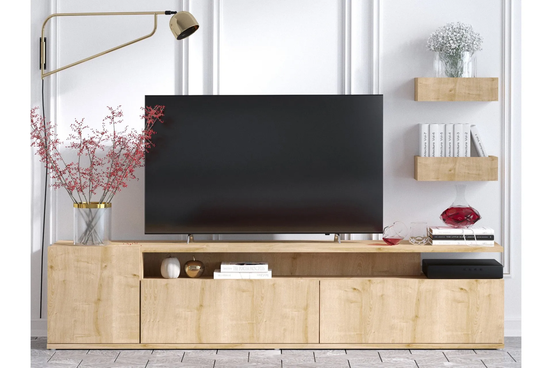Sinox Tv-benk 180 cm - Natur/Hvit
