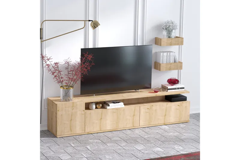 Sinox Tv-benk 180 cm - Natur/Hvit - Møbler - Mediamøbel & tv møbel - TV-benk & mediabenk