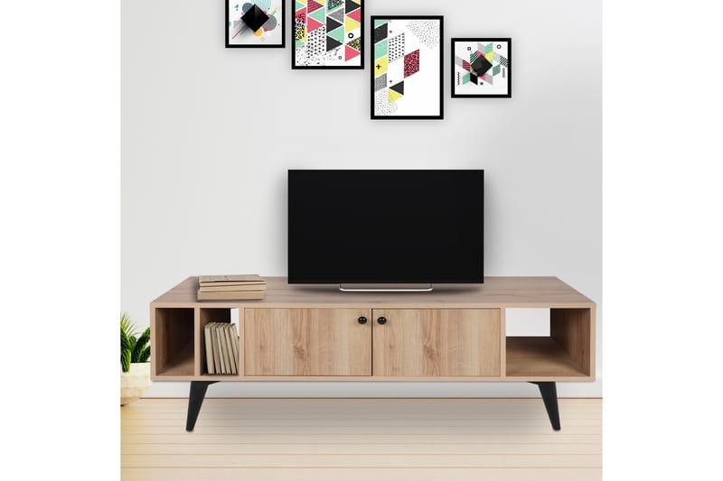 Sisli TV-benk 150 cm - Natur / Svart - Møbler - Mediamøbel & tv møbel - TV-benk & mediabenk