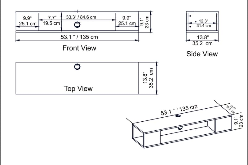 Skuteryd TV-benk 135 cm - Brun - TV-benk & mediabenk