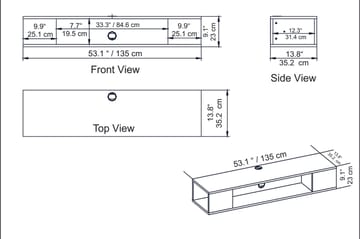 Skuteryd TV-benk 135 cm - Hvit - Møbler - Mediamøbel & tv møbel - TV-benk & mediabenk