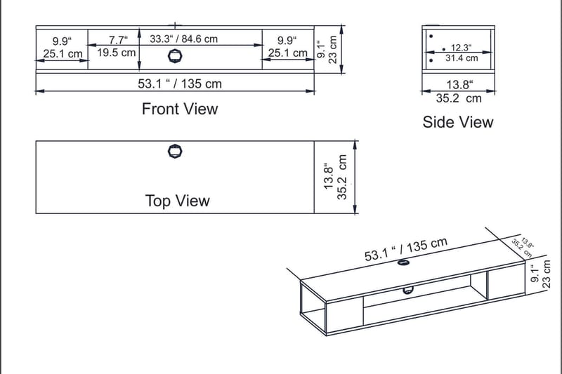 Skuteryd TV-benk 135 cm - Hvit - Møbler - Mediamøbel & tv møbel - TV-benk & mediabenk