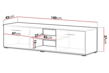 Soho Gulvstående TV-benk 140 cm med Oppbevaring i Malt Tre - Svart - Møbler - Mediamøbel & tv møbel - TV-benk & mediabenk