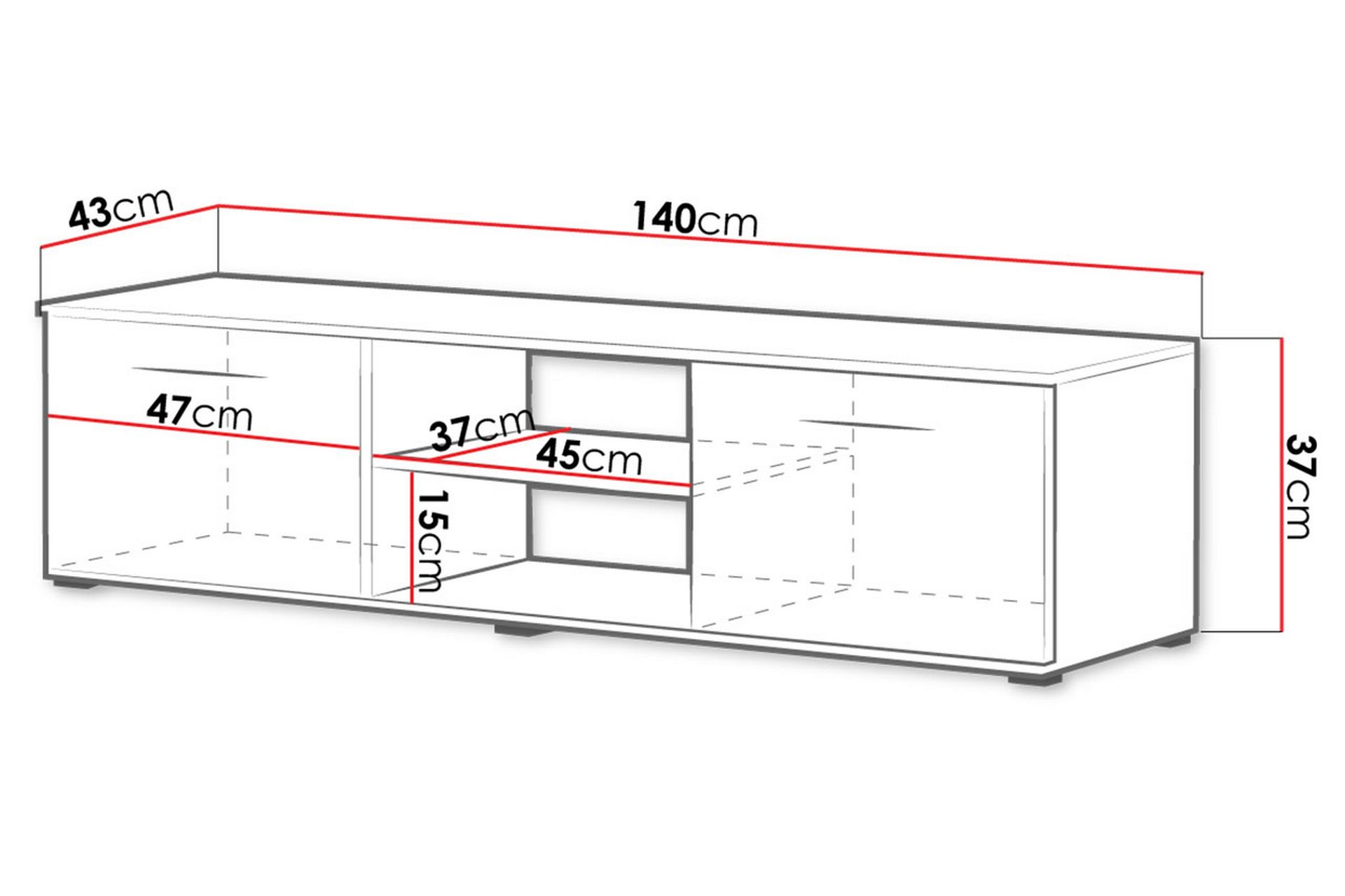 Soho TV-benk 140x43x37 cm - Hvit - Møbler - Mediamøbel & tv møbel - TV-benk & mediabenk