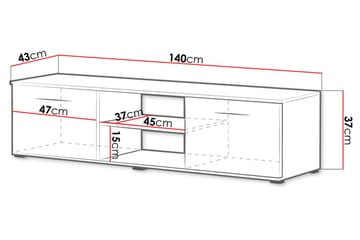 Soho TV-benk 140x43x37 cm - Hvit - Møbler - Mediamøbel & tv møbel - TV-benk & mediabenk