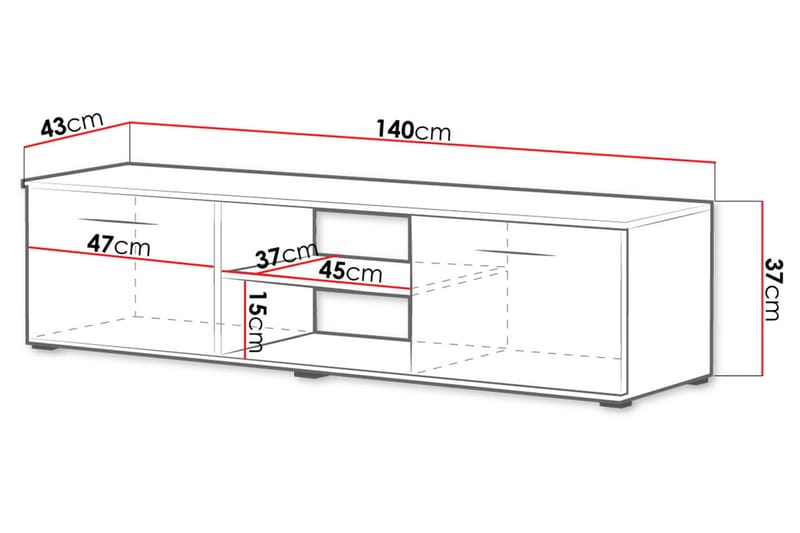 Soho TV-benk 140x43x37 cm - Svart - TV-benk & mediabenk