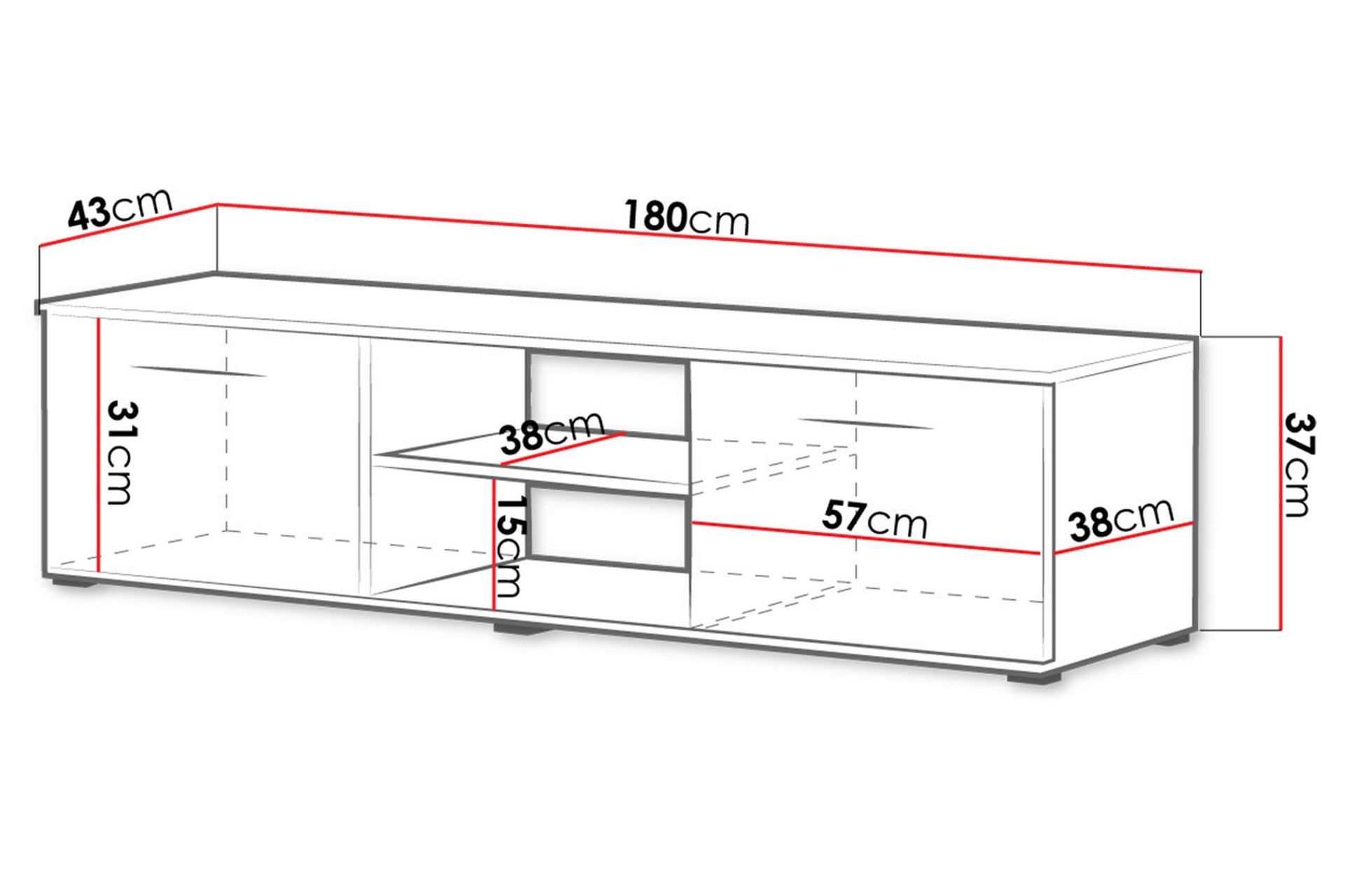 Soho TV-benk 180x43x37 cm - Svart - Møbler - Mediamøbel & tv møbel - TV-benk & mediabenk