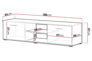 Soho TV-benk 180x43x37 cm - Svart - Møbler - Mediamøbel & tv møbel - TV-benk & mediabenk