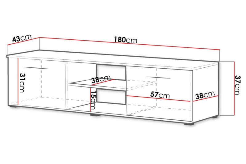 Soho TV-benk 180x43x37 cm - Møbler - Mediamøbel & tv møbel - TV-benk & mediabenk