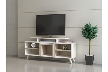 Sqandie Gulvstående TV-benk 120 cm med Oppbevaring i Malt Tre - Hvit - Møbler - Mediamøbel & tv møbel - TV-benk & mediabenk
