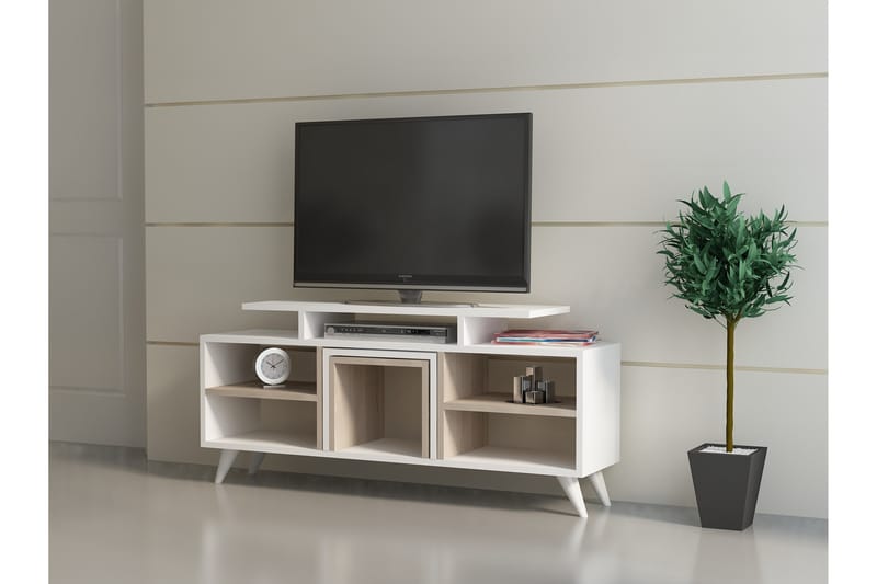 Sqandie TV-benk 120 cm - Hvit - TV-benk & mediabenk