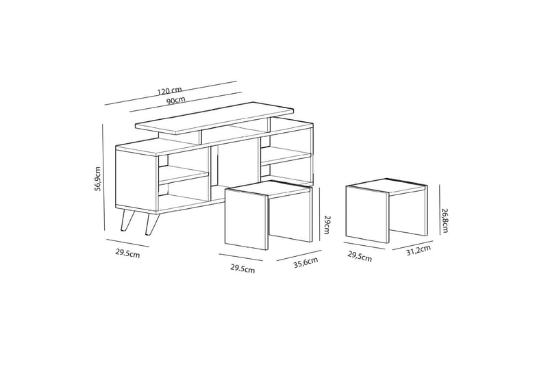 Sqandie TV-benk 120 cm - Hvit - Møbler - Mediamøbel & tv møbel - TV-benk & mediabenk