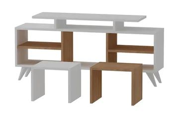 Sqandie TV-benk 120 cm - Hvit/Teak - Møbler - Mediamøbel & tv møbel - TV-benk & mediabenk