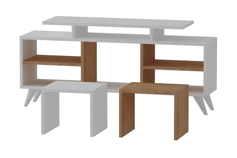 Sqandie TV-benk 120 cm - Hvit/Teak - Møbler - Mediamøbel & tv møbel - TV-benk & mediabenk