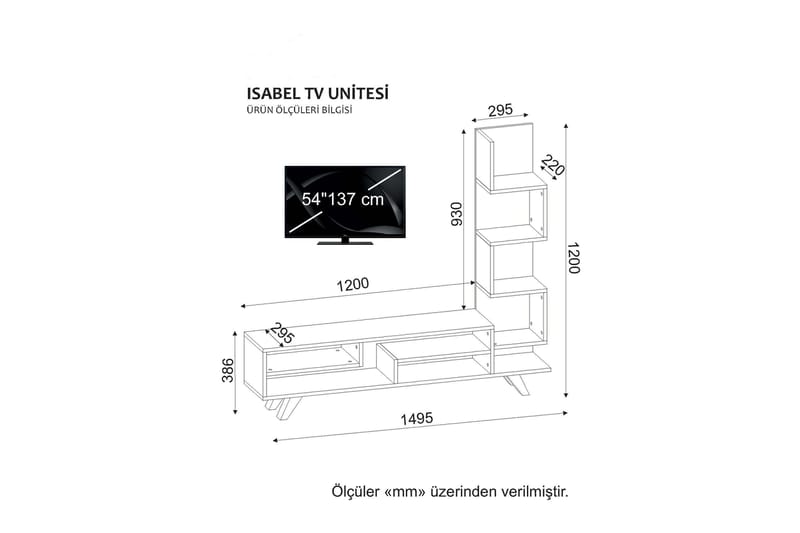 Sqandie TV-benk/Bokhylle 149 cm - Hvit - TV-benk & mediabenk