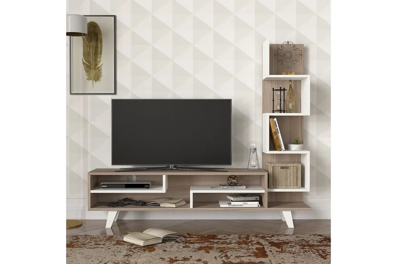 Sqandie TV-benk/Bokhylle 149 cm - Hvit - Møbler - Mediamøbel & tv møbel - TV-benk & mediabenk