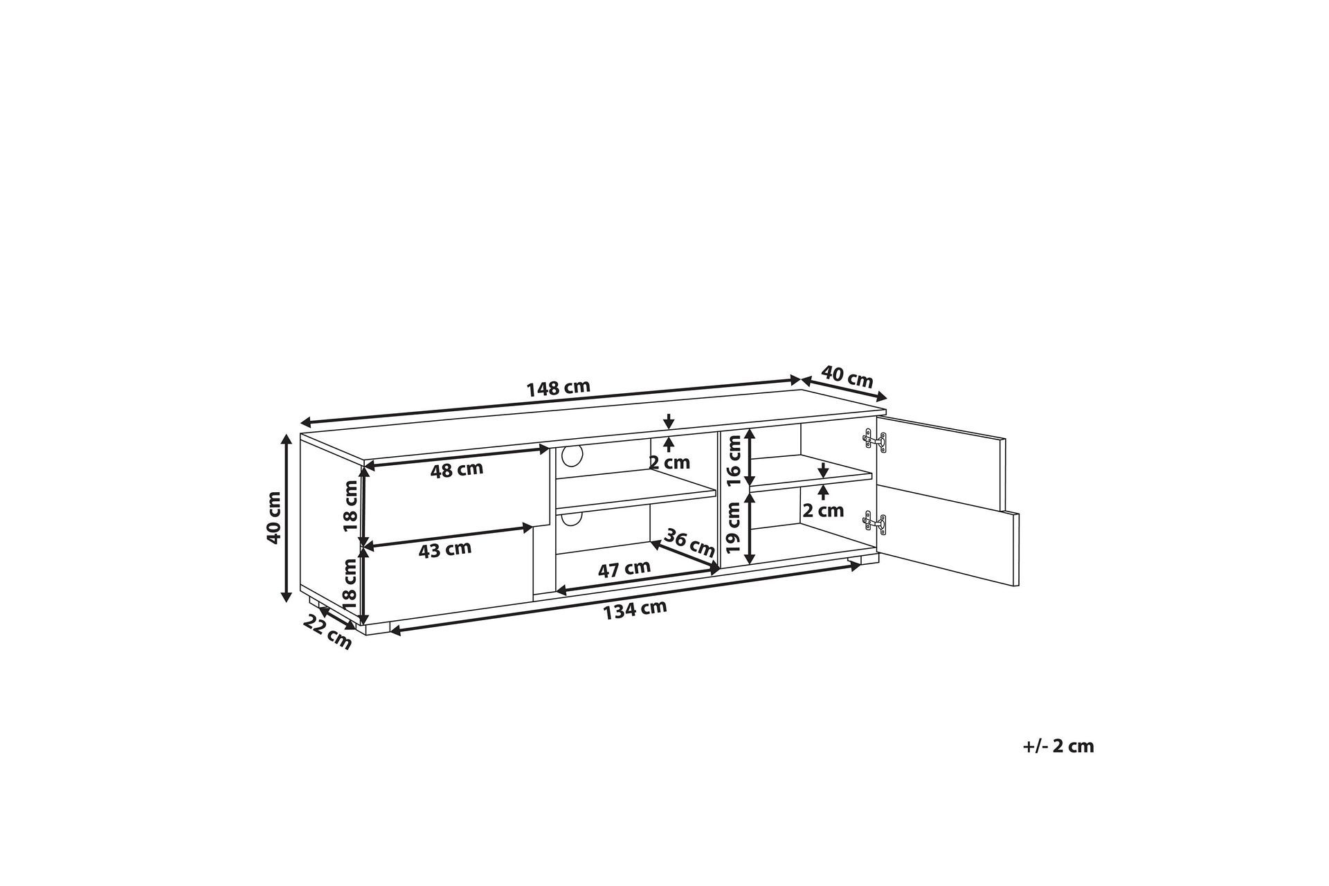 Sterlingen TV-benk 148x40 cm - Lyst Tre/Svart - Møbler - Mediamøbel & tv møbel - TV-benk & mediabenk