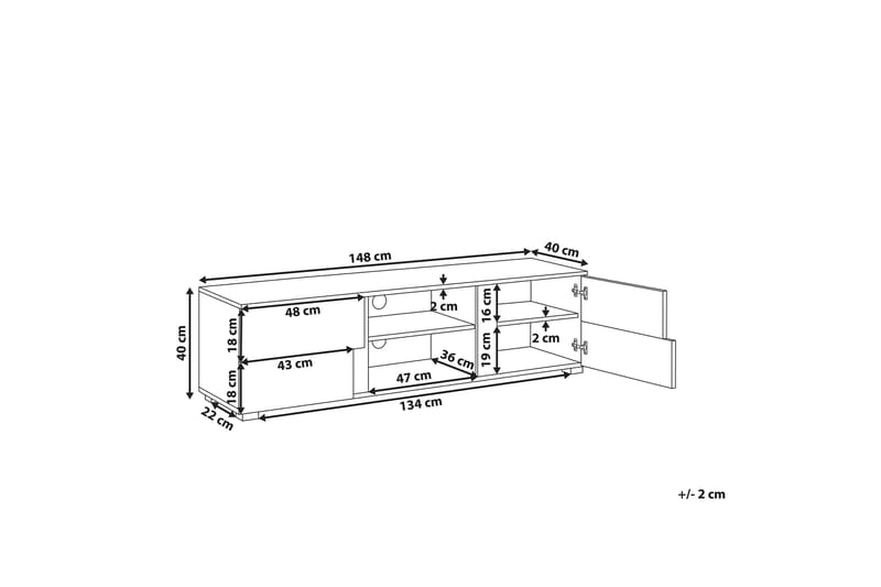 Sterlingen TV-benk 148x40 cm - Lyst Tre/Svart - TV-benk & mediabenk