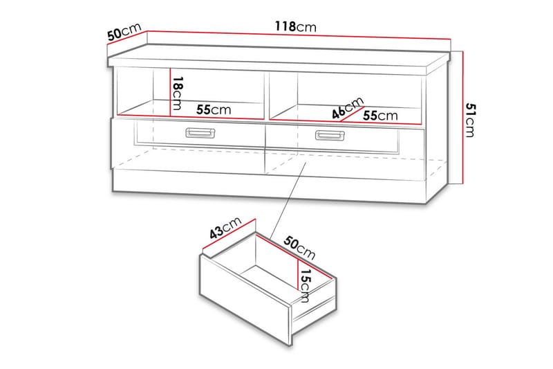 Tadeusz TV-benk 118x50x50 cm - Brun - Møbler - Mediamøbel & tv møbel - TV-benk & mediabenk