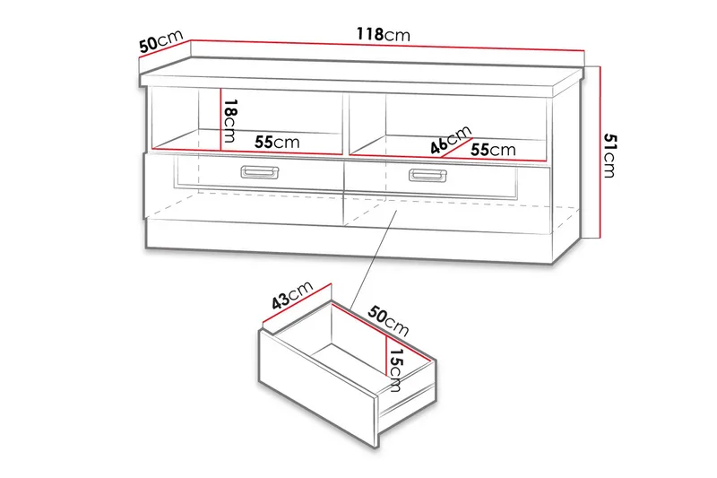 Tadeusz TV-benk 118x50x50 cm - Brun - Møbler - Mediamøbel & tv møbel - TV-benk & mediabenk