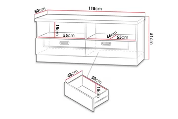Tadeusz TV-benk 118x50x50 cm - Brun - Møbler - Mediamøbel & tv møbel - TV-benk & mediabenk