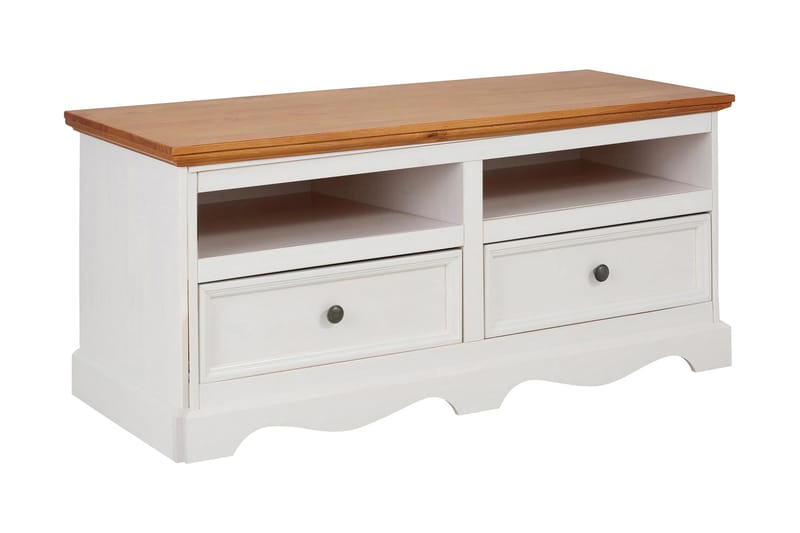Taisia TV-benk 120 cm, Hvit/Brun