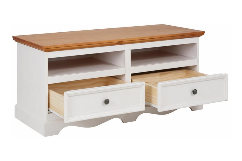 Taisia TV-benk 120 cm - Hvit/Brun - Møbler - Mediamøbel & tv møbel - TV-benk & mediabenk