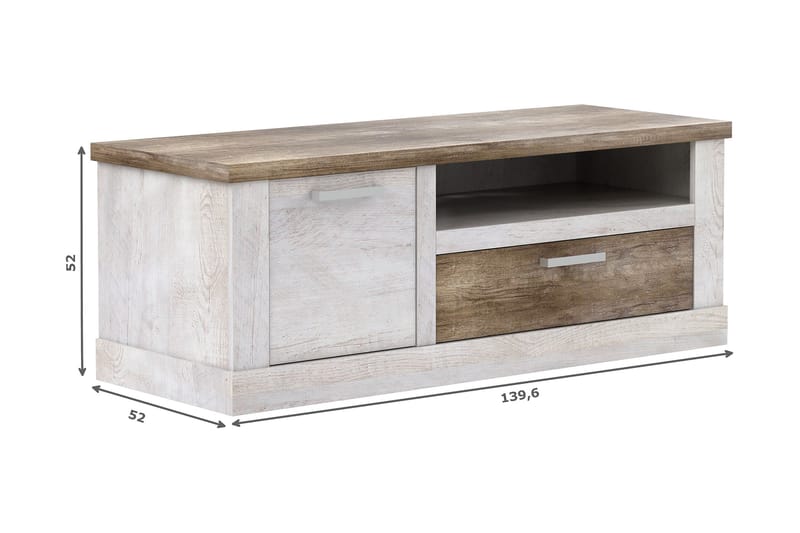 Talebi TV-benk 140 cm - Brun/Hvit - Møbler - Mediamøbel & tv møbel - TV-benk & mediabenk