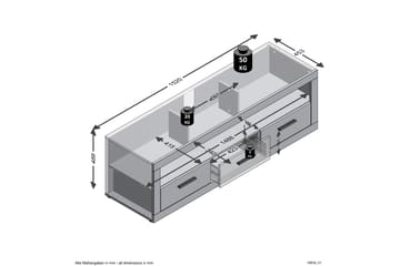 Tekiyah TV-Benk 152 cm - Hvit/Grå - Møbler - Mediamøbel & tv møbel - TV-benk & mediabenk