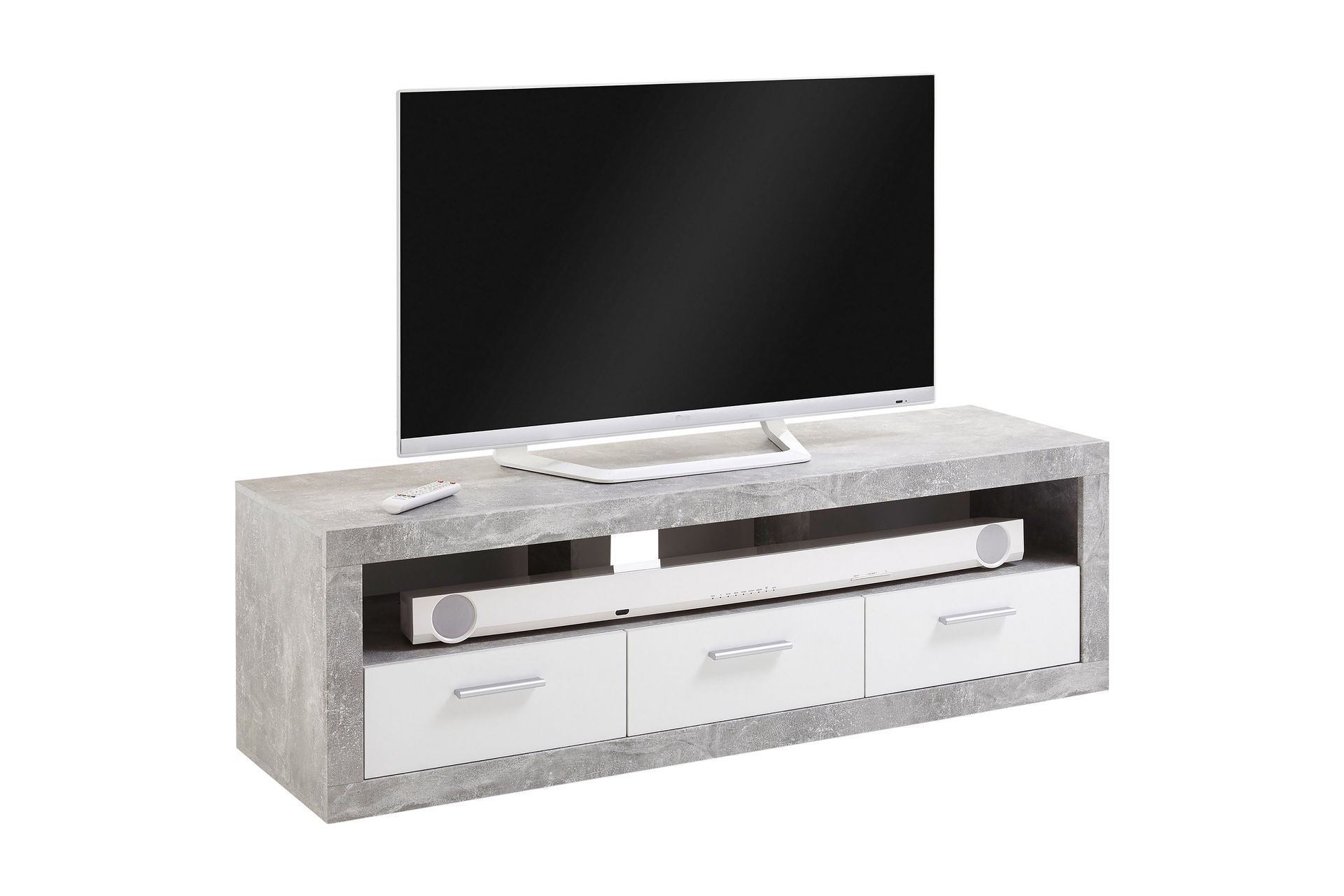 Tekiyah TV-Benk 152 cm - Hvit/Grå - Møbler - Mediamøbel & tv møbel - TV-benk & mediabenk