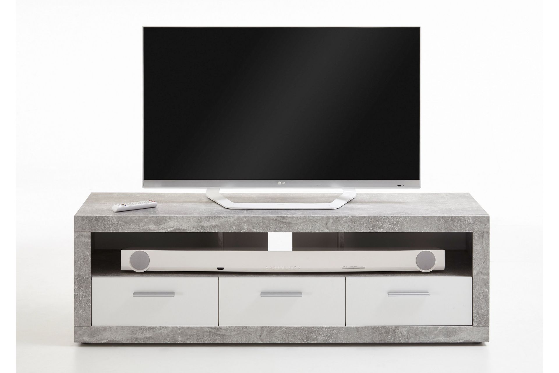 Tekiyah TV-Benk 152 cm - Hvit/Grå - Møbler - Mediamøbel & tv møbel - TV-benk & mediabenk