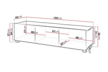 Tessan Gulvstående TV-benk 150 cm med Oppbevaring i Malt Tre - Svart - Møbler - Mediamøbel & tv møbel - TV-benk & mediabenk