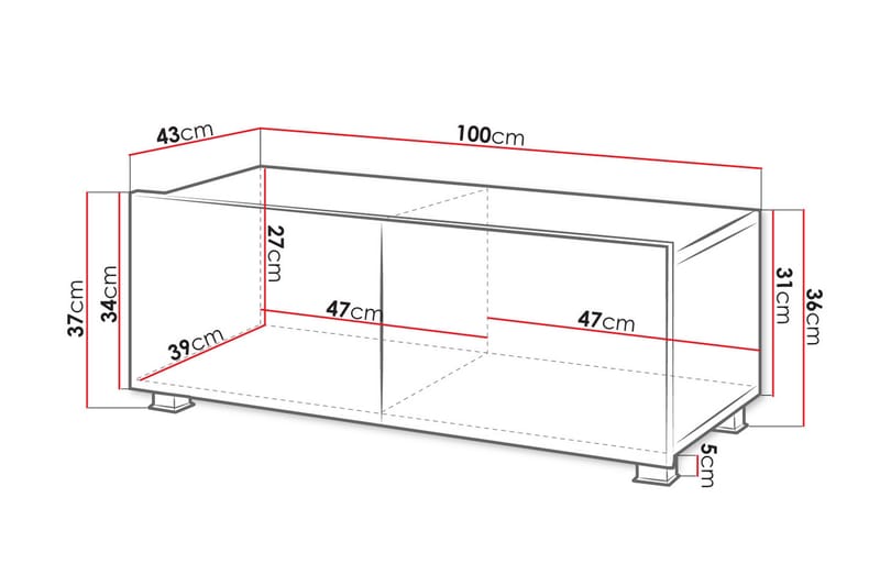 Tessan TV-benk 100 cm Liten - Svart - Møbler - Mediamøbel & tv møbel - TV-benk & mediabenk