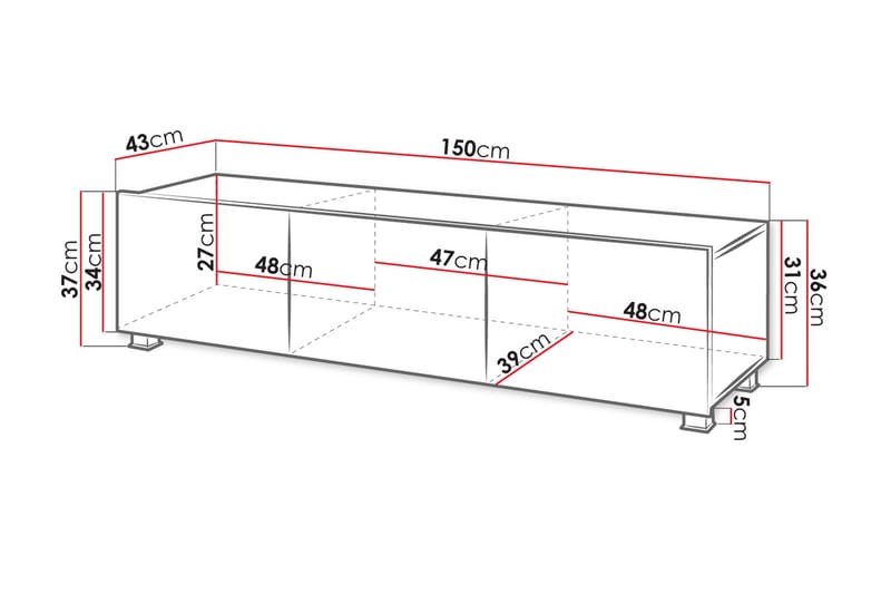 Tessan TV-benk 150 cm - Svart - TV-benk & mediabenk