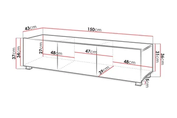 Tessan TV-benk 150 cm - Svart - Møbler - Mediamøbel & tv møbel - TV-benk & mediabenk