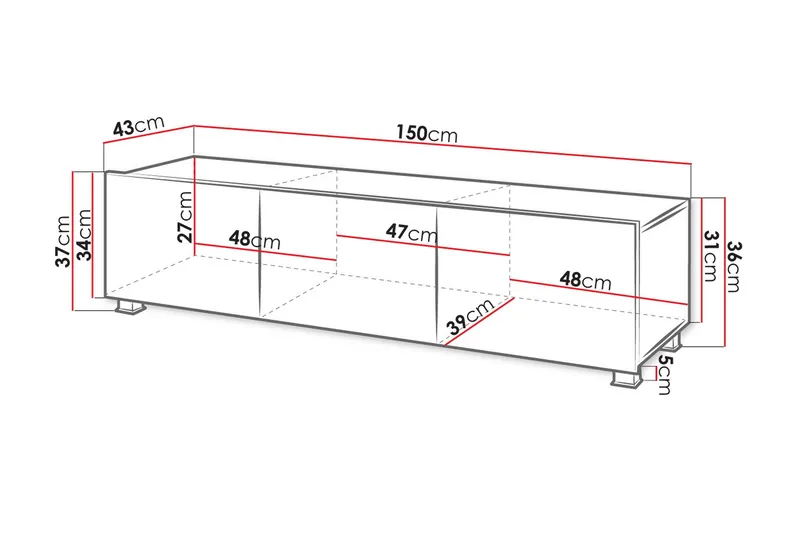 Tessan TV-benk 150 cm - Svart - Møbler - Mediamøbel & tv møbel - TV-benk & mediabenk