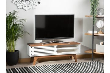 Toledo Gulvstående TV-benk 117 cm med Oppbevaring i Malt Tre - Hvit - Møbler - Mediamøbel & tv møbel - TV-benk & mediabenk