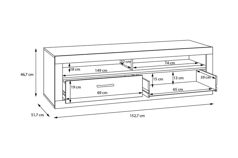 Tolovgrad Tv-benk 153 cm - Grå/Hvit - Møbler - Mediamøbel & tv møbel - TV-benk & mediabenk
