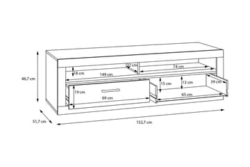Tolovgrad Tv-benk 153 cm - Grå/Hvit - Møbler - Mediamøbel & tv møbel - TV-benk & mediabenk
