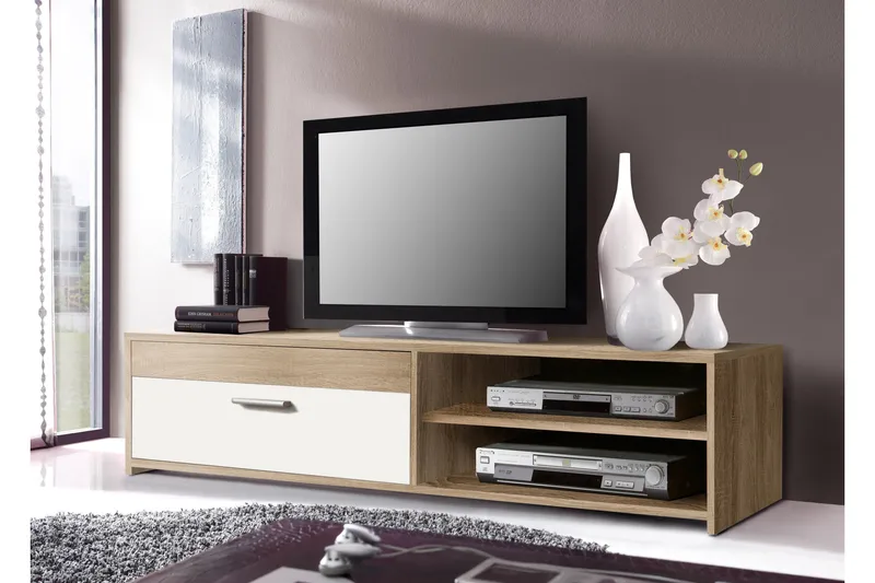 Turino Gulvstående TV-benk 120 cm med Oppbevaring i Mørkt Tre, Brun