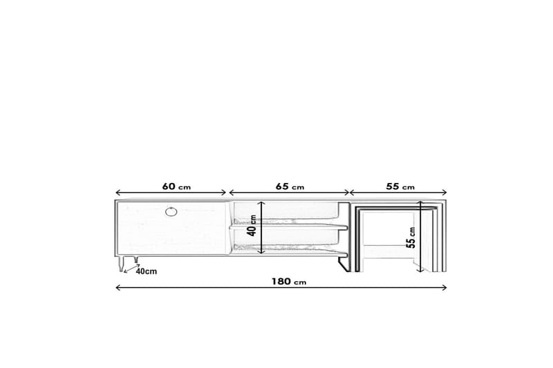 Tutana Tv-benk 180 cm - Hvit - TV-benk & mediabenk