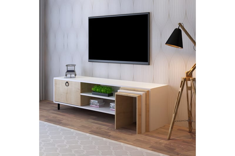 Tutana Tv-benk 180 cm - Natur/Hvit - Møbler - Mediamøbel & tv møbel - TV-benk & mediabenk