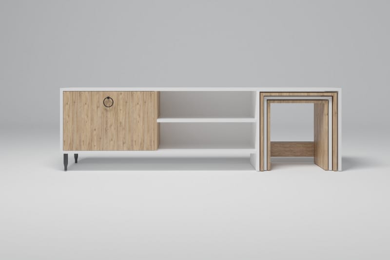 Tutana Tv-benk 180 cm - Natur/Hvit - Møbler - Mediamøbel & tv møbel - TV-benk & mediabenk
