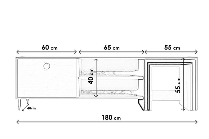 Tutana Tv-benk 180 cm - Natur/Hvit - Møbler - Mediamøbel & tv møbel - TV-benk & mediabenk