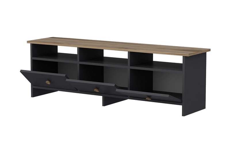 Tv bänk 150 cm Antracit/Ek - Antrasitt/Natur - Møbler - Mediamøbel & tv møbel - TV-benk & mediabenk