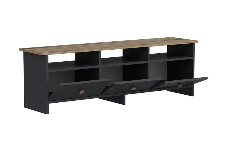 Tv bänk 150 cm Antracit/Ek - Antrasitt/Natur - Møbler - Mediamøbel & tv møbel - TV-benk & mediabenk